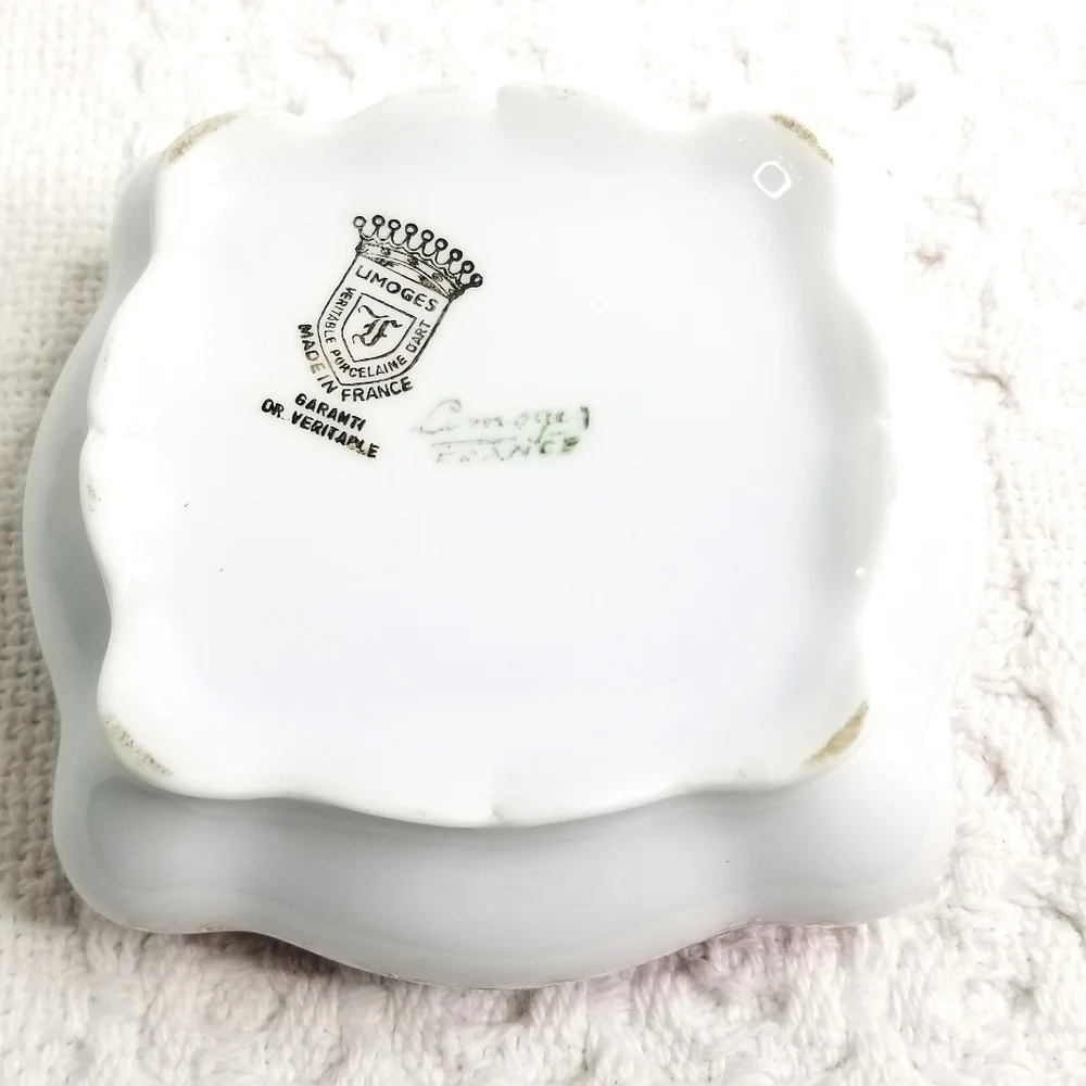 Vintage Porcelain Limoges Made in France Square Porcelain Jewelry Trinket Box